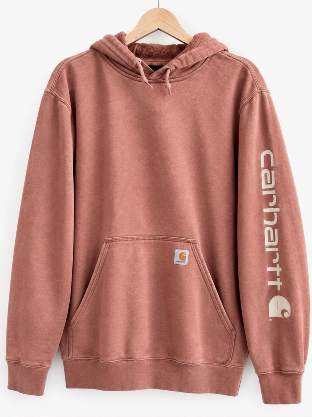 Carhartt Loose Fit Logo Sleeve Hoodie Faded Burnt Orange Men’s Small